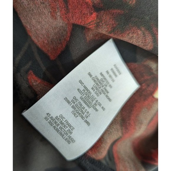 Linea Louis Dell'Olio Peasant Top Black Sheer Floral Print Placement Size M - Picture 8 of 8
